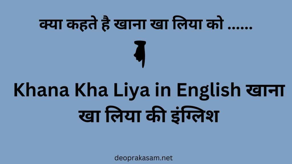 Khana Kha Liya in English। khana kha liya ka english। khana kha liya translate to english । aap khana kha liya in english ।  खाना खा लिया का इंग्लिश अर्थ 
